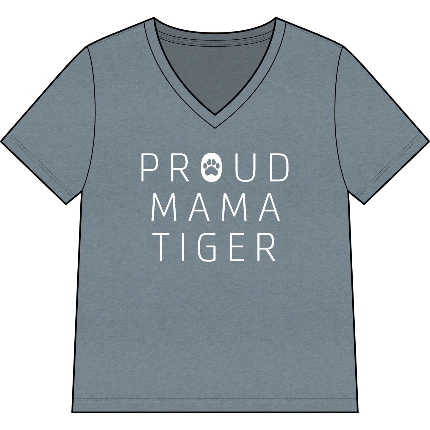 Tiger Academy Proud Mama Women’s Relaxed Heather CVC V-Neck Tee