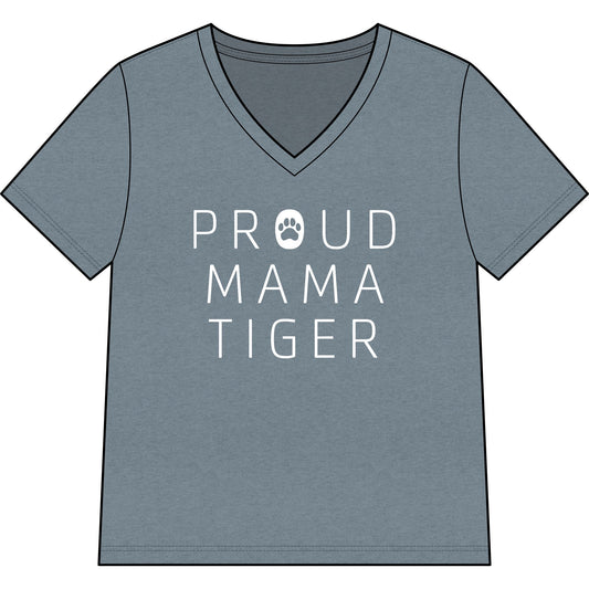 Tiger Academy Proud Mama Women’s Relaxed Heather CVC V-Neck Tee